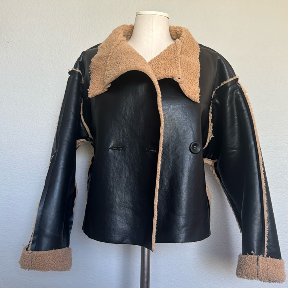 Shearling faux leather jacket